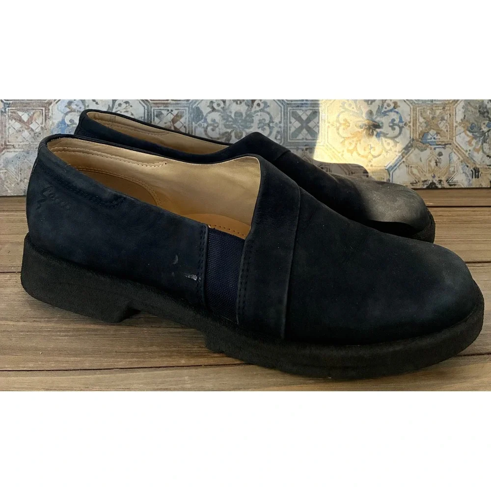 Ecco Womens Navy Blue Nubuck Leather Slip On Loafers Comfort Shoes Size 40 - Picture 2 of 5